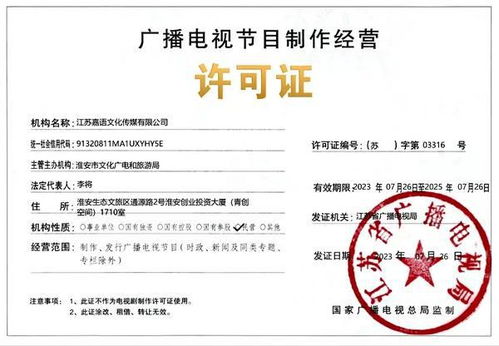 淮安城市網喜獲廣播電視節目制作經營許可證，開啟內容創作新篇章